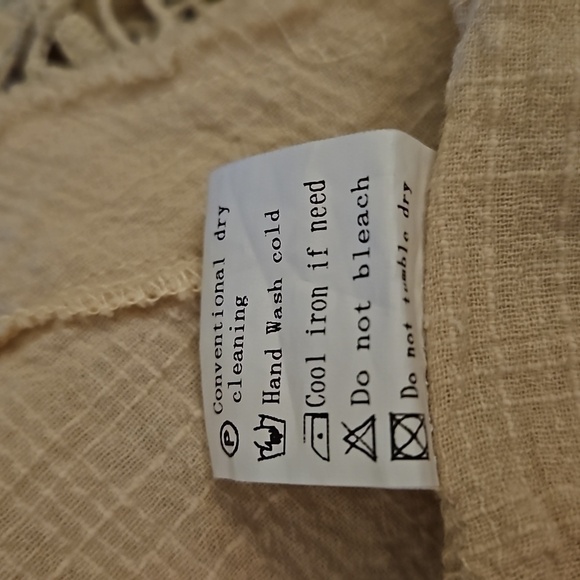 Cream Embroidered Raw Hem Boho Cotton Swing Festival Tunic - Picture 8 of 8